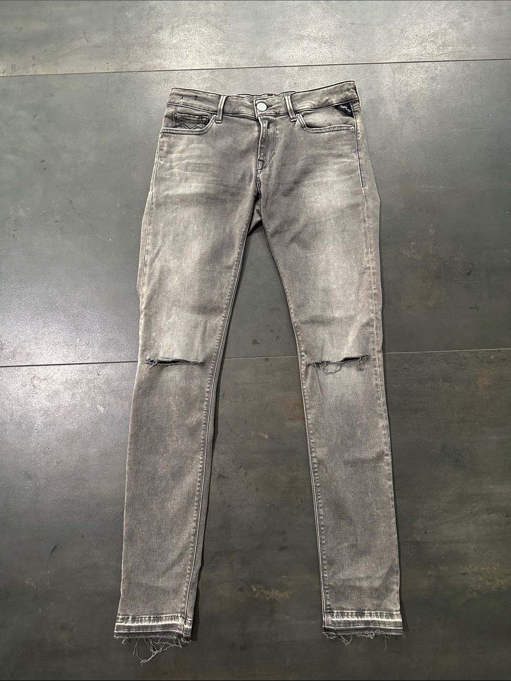 Replay  Slim Fit Distressed Grey Jeans 29/32